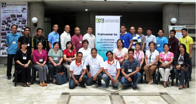 Don Sean Arvie V.Buencamino and Von Gerald D. Macose with other participants of the Training on eGov Enterprise Architecture and eServices Planning 