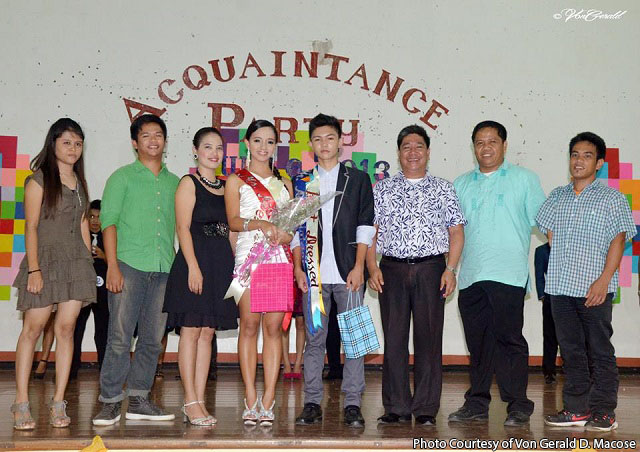 Mr. Engineering, Marc Arthur Querijero and Ms. Forestry, Francia Olaget were hailed Mr. and Ms. Acquaintance 2013 