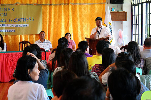 Dr. Eusebio V. Angara during his inspirational message during the Symposium on Organizational Greatness