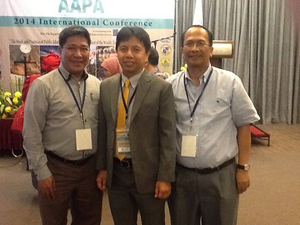 Dr. Eusebio V. Angara, College President, Dr. Gerardo S. Rillon, Vice-President for Administration, together with CHED Commissioner, Hon. Alex B. Brilliantes, Jr., during the Asian Association for Public Administration (AAPA) 2014 International Conference - in Partnership with the Philippine Society for Public  Administration at Mandarin Plaza Hotel, Cebu City, Philippines on February 6-8, 2014.